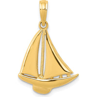 14K Yellow Gold Sailboat Pendant - Solid Casted Nautical Charm by Oro Pregiato