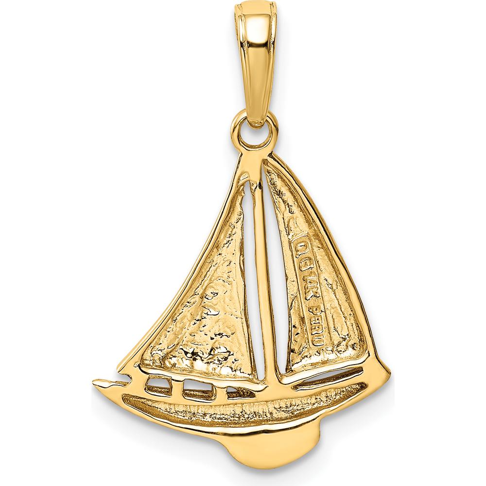 14K Yellow Gold Sailboat Pendant - Solid Casted Nautical Charm by Oro Pregiato