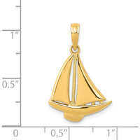 14K Yellow Gold Sailboat Pendant - Solid Casted Nautical Charm by Oro Pregiato