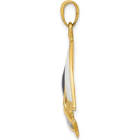 14K Yellow Gold Sailboat Pendant with Blue and White Enamel Accents - Nautical Themed Design by Oro Pregiato