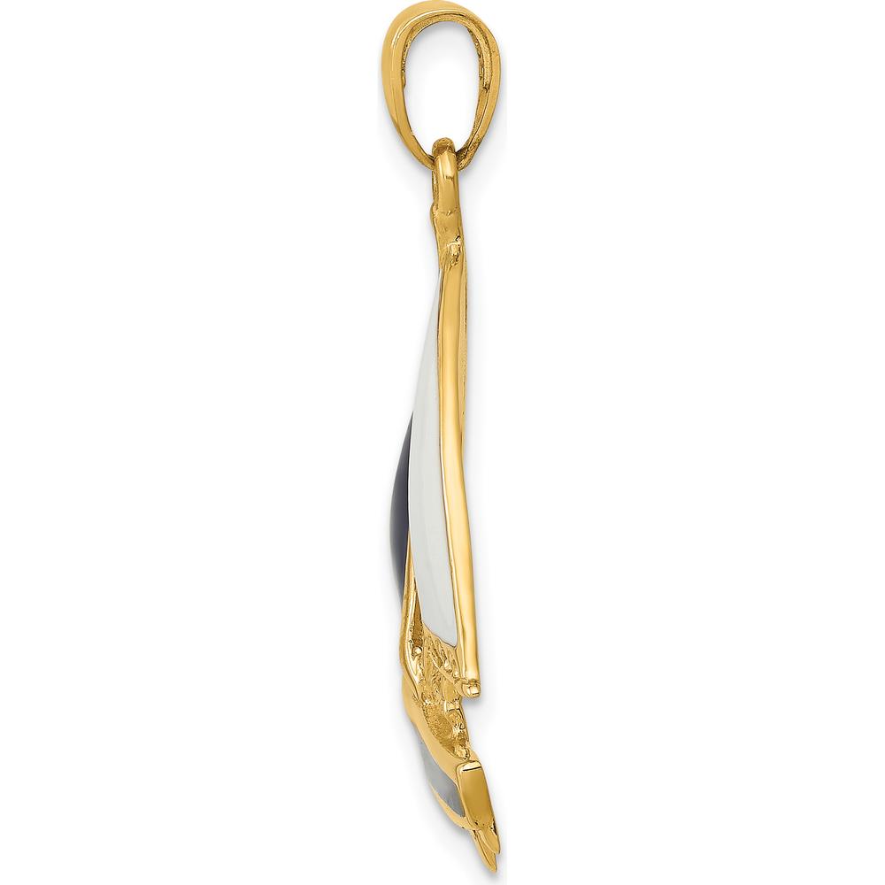 14K Yellow Gold Sailboat Pendant with Blue and White Enamel Accents - Nautical Themed Design by Oro Pregiato