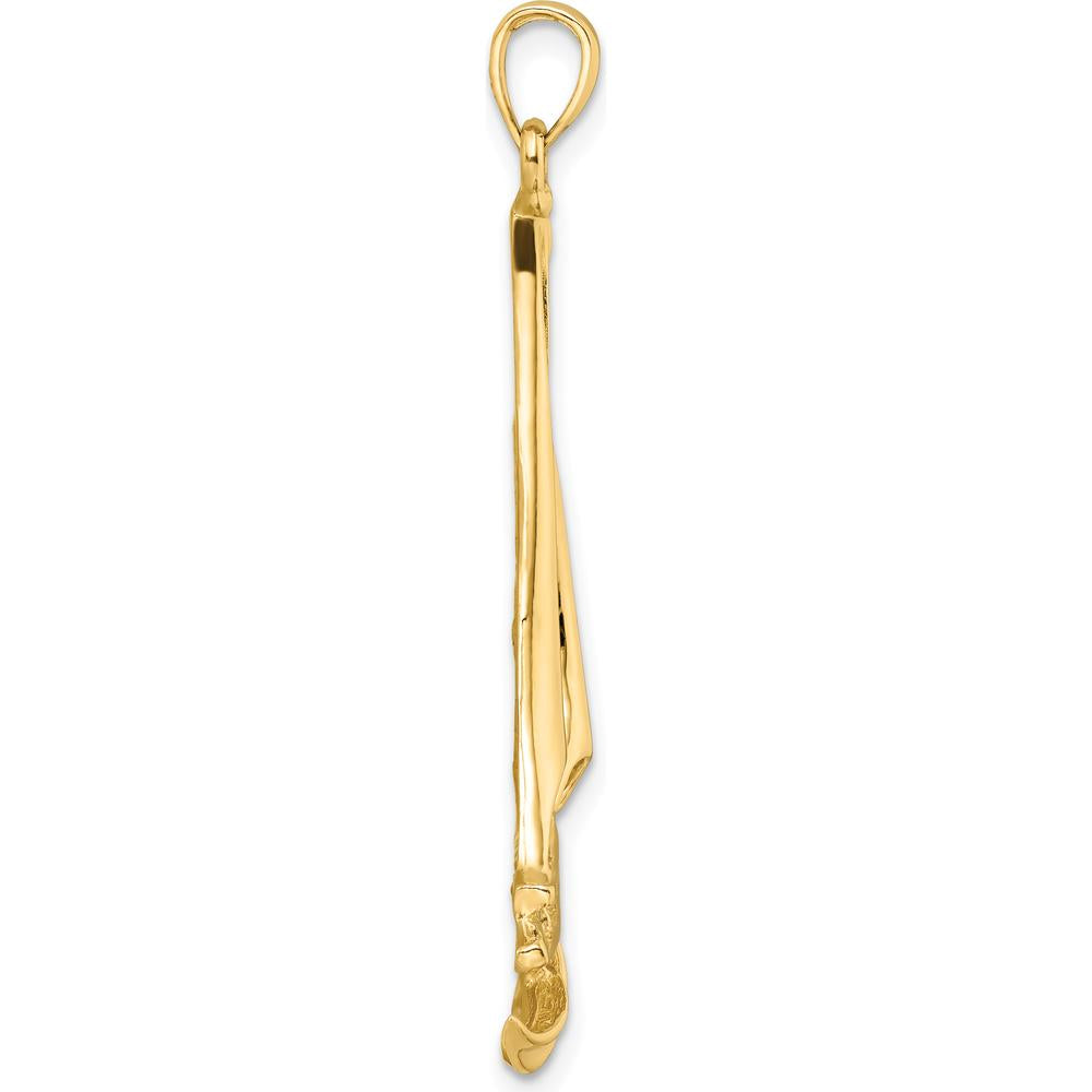 14K Yellow Gold Sailboat with Waves Pendant - Polished Finish, 46.1mm Length by Oro Pregiato