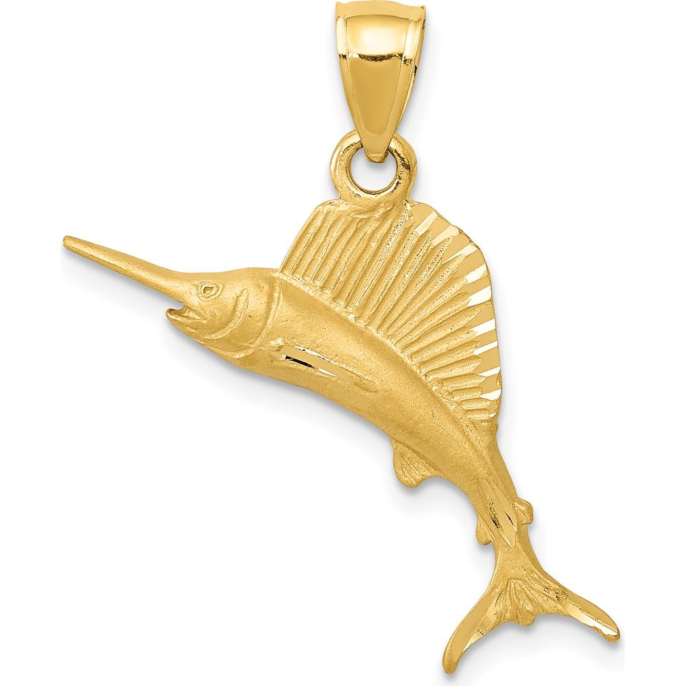 14K Yellow Gold Sailfish Pendant - 23mm Charm by Oro Pregiato