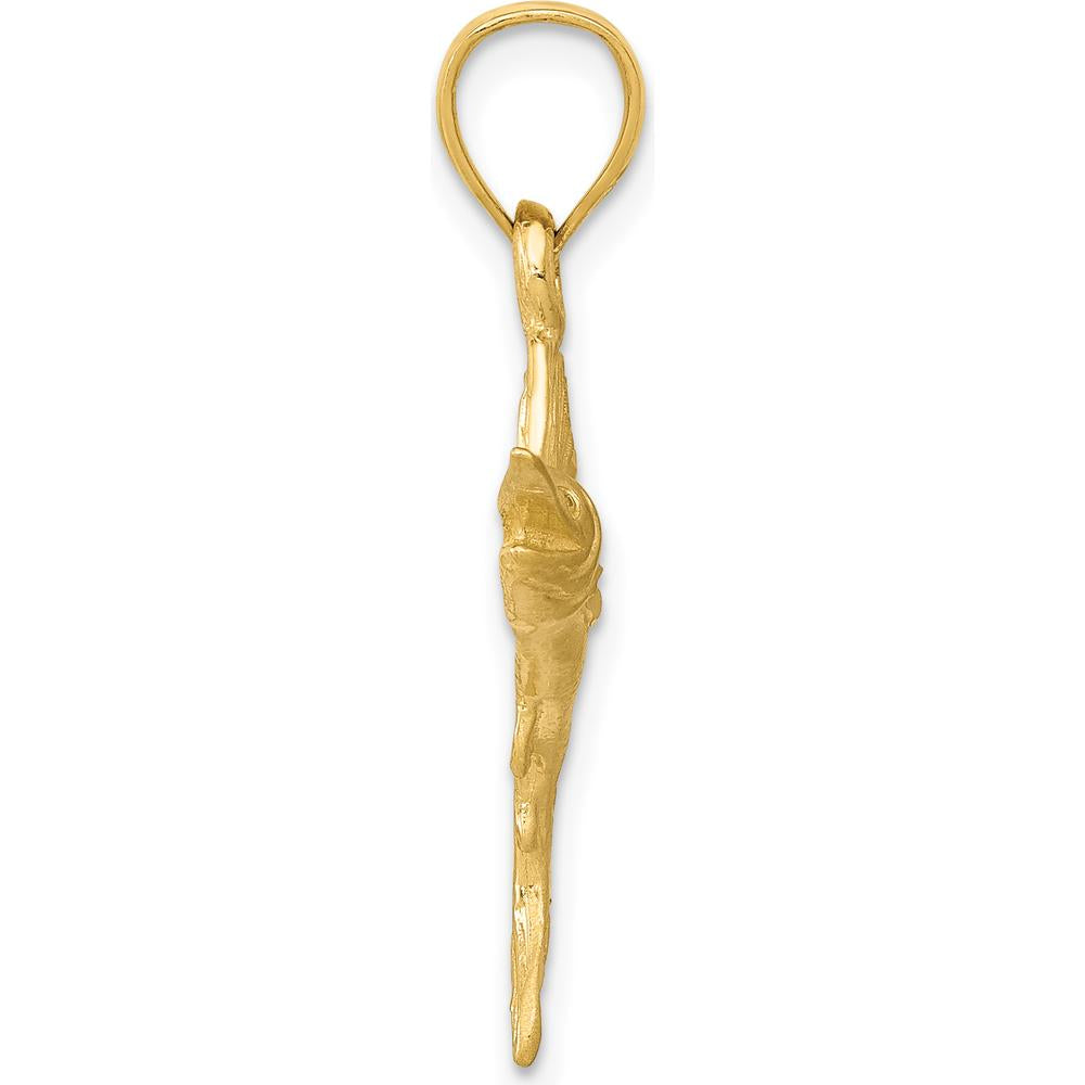 14K Yellow Gold Sailfish Pendant - 23mm Charm by Oro Pregiato