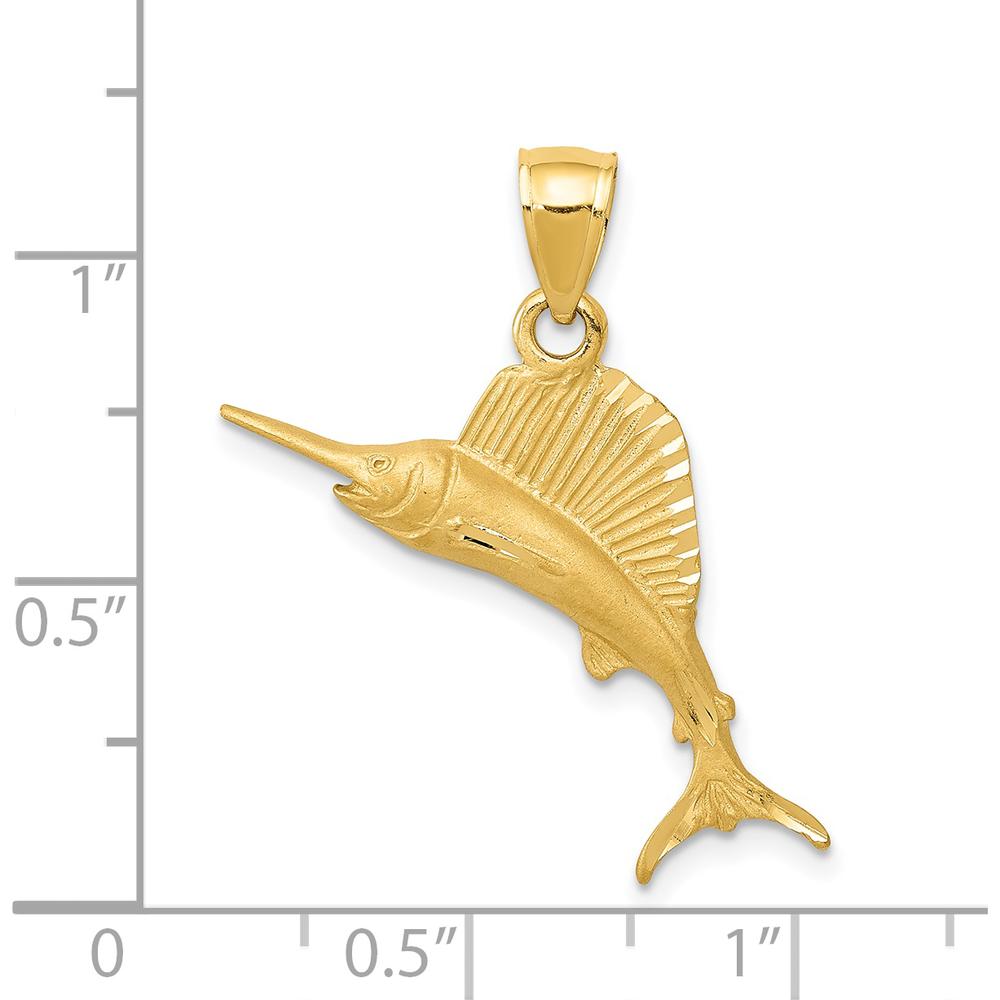 14K Yellow Gold Sailfish Pendant - 23mm Charm by Oro Pregiato