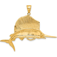 14K Yellow Gold Sailfish Pendant - Themed Nautical Design by Oro Pregiato