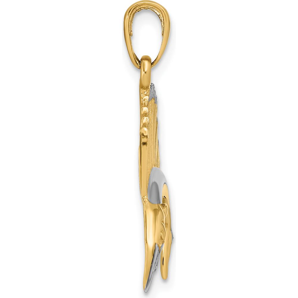 14K Yellow Gold Sailfish Pendant with White Rhodium Accents - 29mm Length by Oro Pregiato