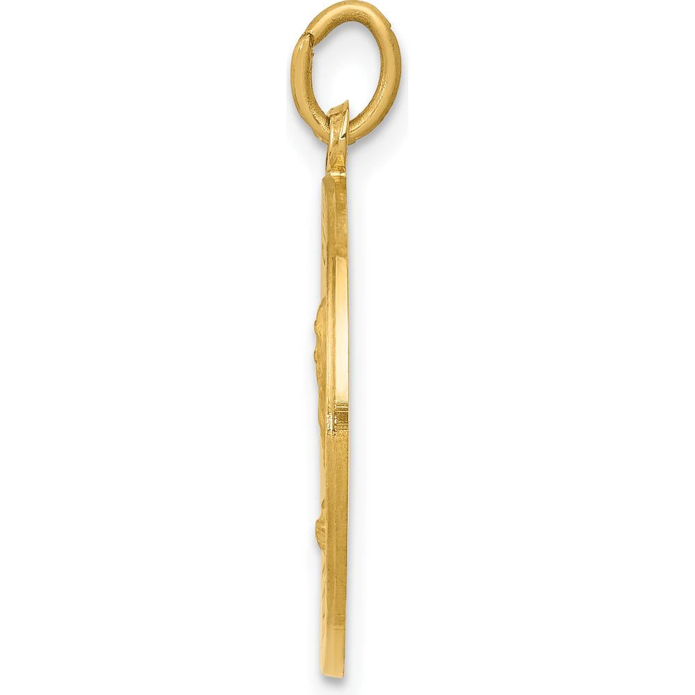 14K Yellow Gold Saint Andrew Medal Pendant with Satin Finish - 26mm Length by Oro Pregiato