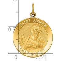 14K Yellow Gold Saint Andrew Medal Pendant with Satin Finish - 26mm Length by Oro Pregiato
