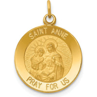 14K Yellow Gold Saint Anne Medal Charm with Polished and Satin Finish by Oro Pregiato