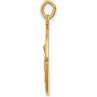 14K Yellow Gold Saint Anne Medal Charm with Polished and Satin Finish by Oro Pregiato