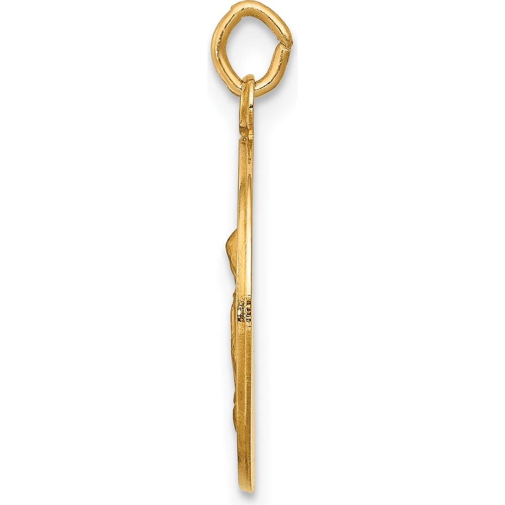 14K Yellow Gold Saint Anne Medal Charm with Polished and Satin Finish by Oro Pregiato