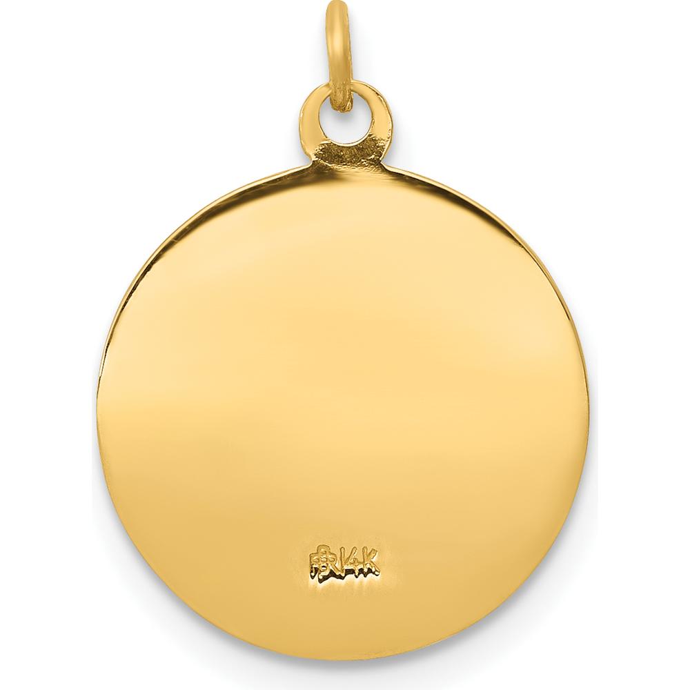 14K Yellow Gold Saint Anne Medal Charm with Polished and Satin Finish by Oro Pregiato