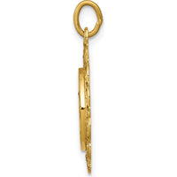 14K Yellow Gold Saint Anne Medal Pendant with Satin and Polished Finish - 24.5mm Length by Oro Pregiato