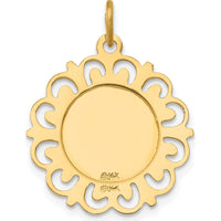 14K Yellow Gold Saint Anne Medal Pendant with Satin and Polished Finish - 24.5mm Length by Oro Pregiato