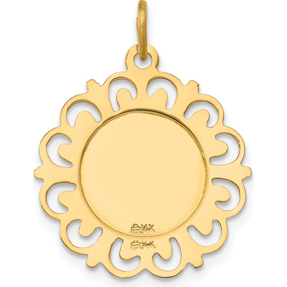 14K Yellow Gold Saint Anne Medal Pendant with Satin and Polished Finish - 24.5mm Length by Oro Pregiato