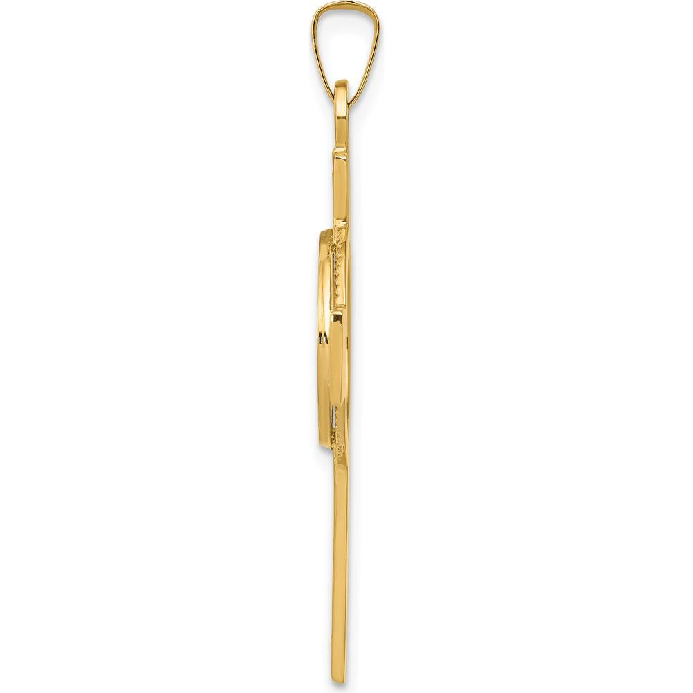 14K Yellow Gold Saint Anthony Medal Pendant Cross - 39mm Length by 0