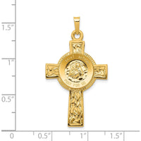 14K Yellow Gold Saint Anthony Medal Pendant Cross - 39mm Length by 0