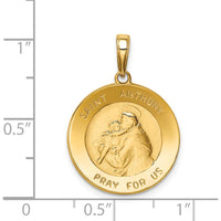 14K Yellow Gold Saint Anthony Medal Pendant with Polished and Satin Finish - 26mm Length by Oro Pregiato