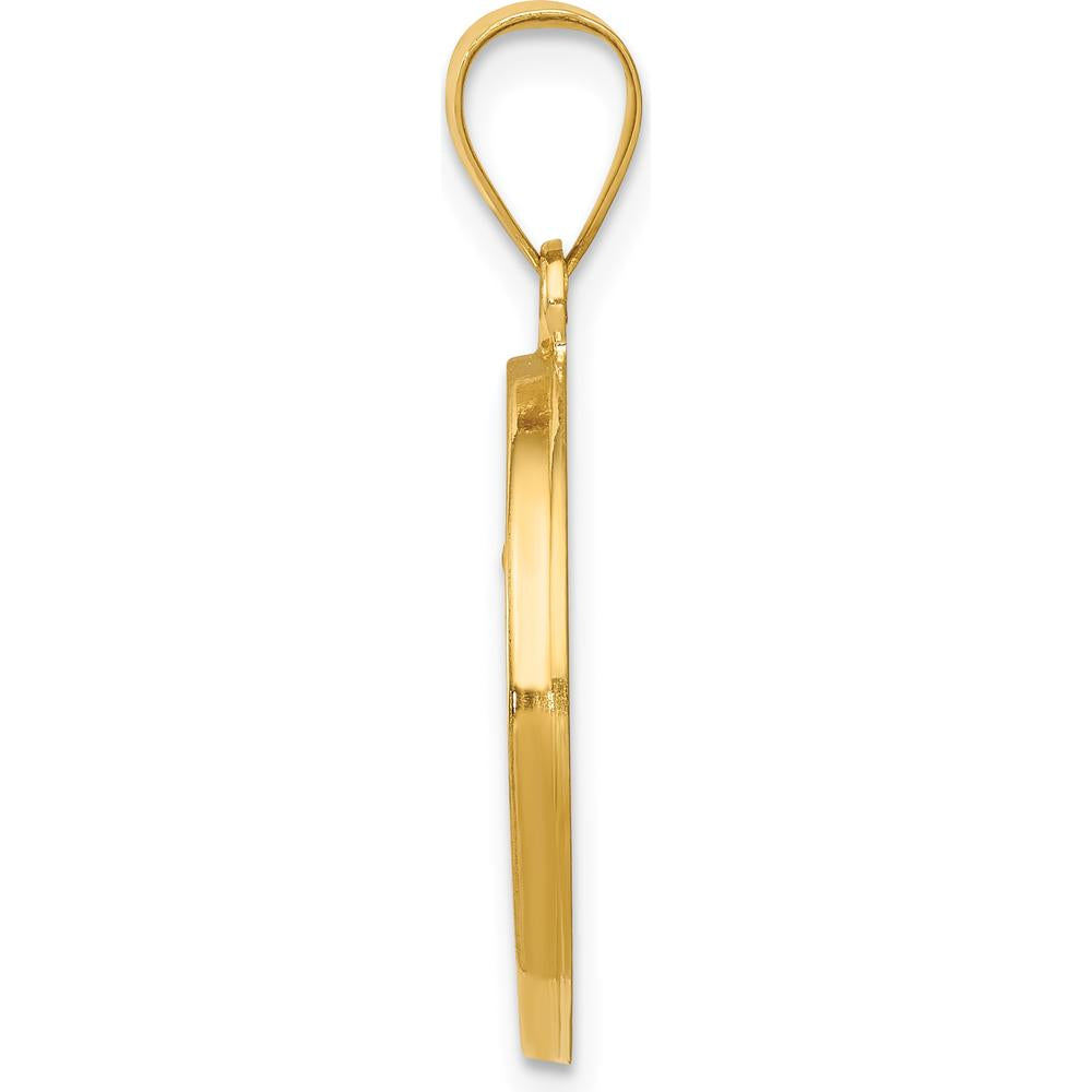 14K Yellow Gold Saint Anthony Medal Pendant with Polished and Satin Finish - 28mm Length by 0