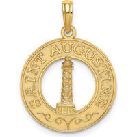 14K Yellow Gold Saint Augustine Lighthouse Circle Charm - Polished Finish by Oro Pregiato