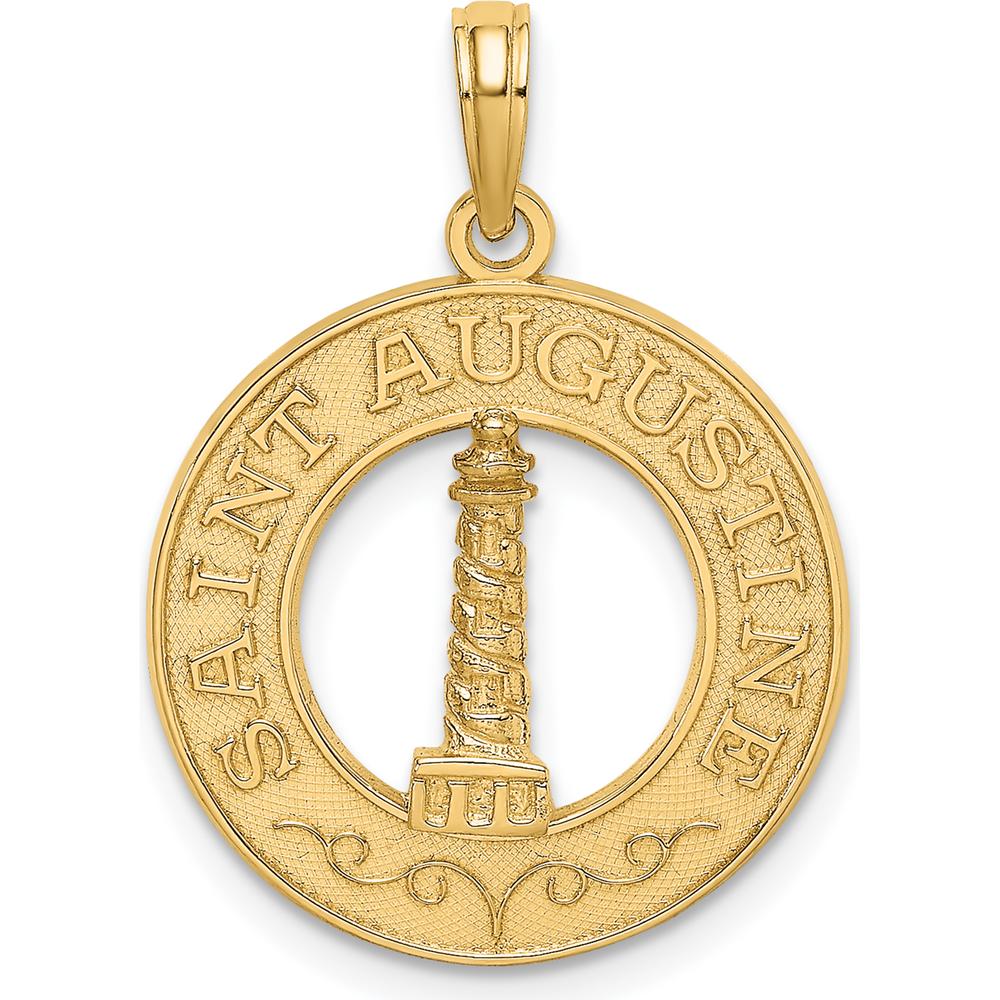 14K Yellow Gold Saint Augustine Lighthouse Circle Charm - Polished Finish by Oro Pregiato