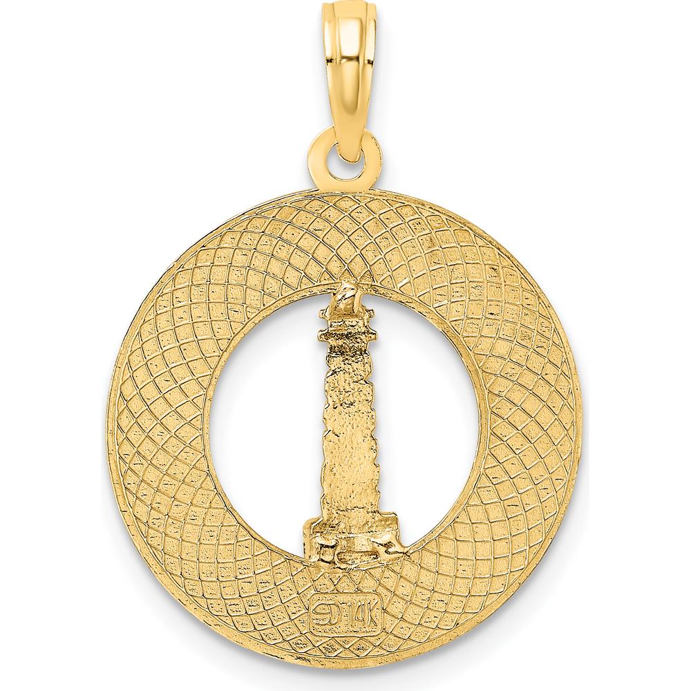 14K Yellow Gold Saint Augustine Lighthouse Circle Charm - Polished Finish by Oro Pregiato