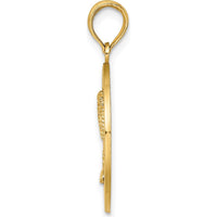 14K Yellow Gold Saint Augustine Palm Tree Circle Charm Pendant - 26mm by Oro Pregiato