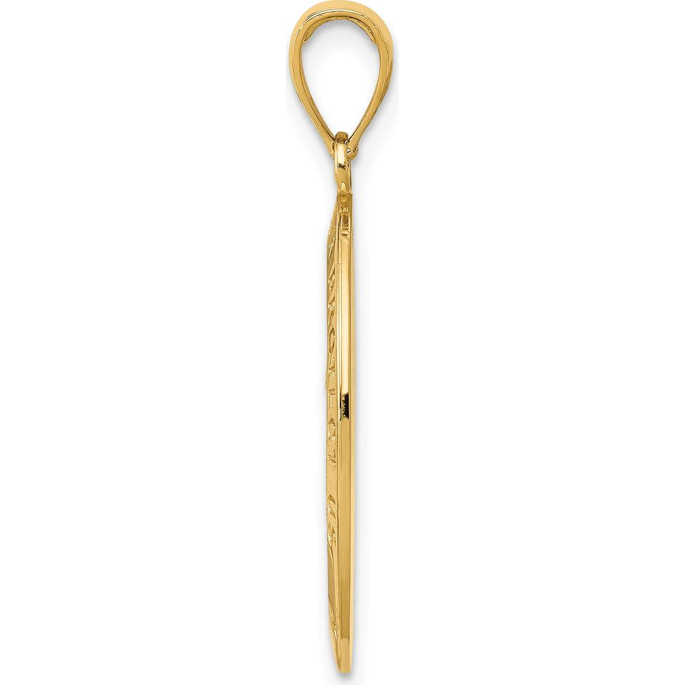 14K Yellow Gold Saint Christopher Medal Oval Pendant with Polished and Satin Finish by Oro Pregiato