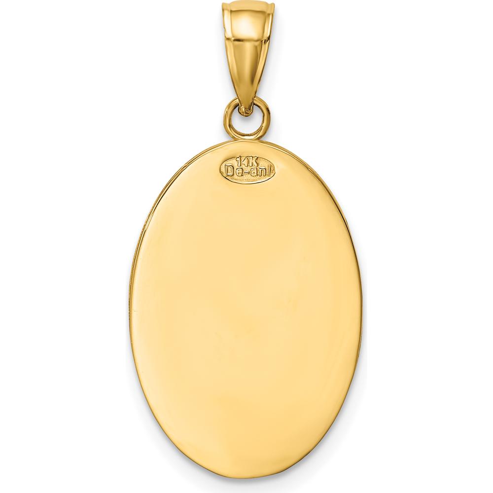 14K Yellow Gold Saint Christopher Medal Oval Pendant with Polished and Satin Finish by Oro Pregiato