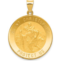14K Yellow Gold Saint Christopher Medal Pendant - Polished & Satin Finish by 0