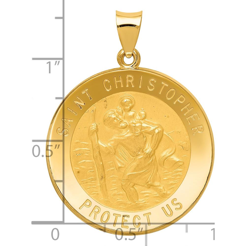 14K Yellow Gold Saint Christopher Medal Pendant - Polished & Satin Finish by 0