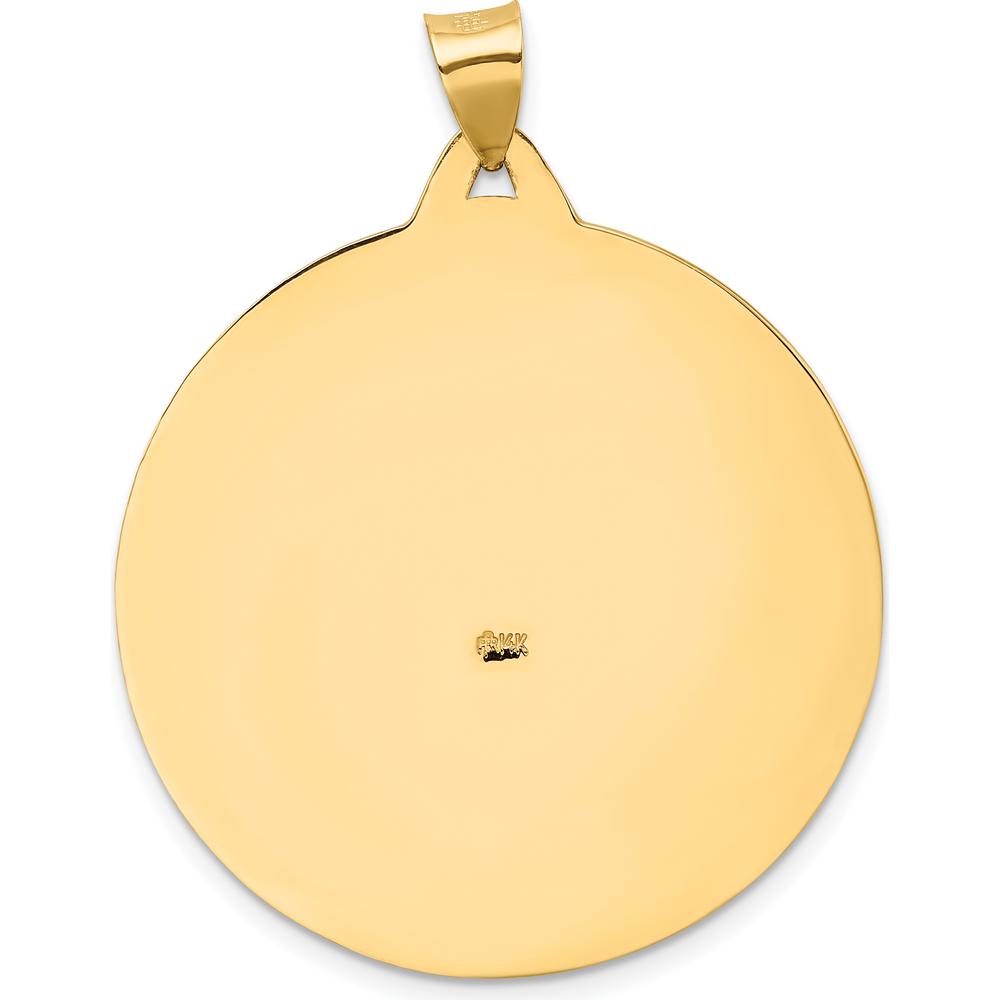 14K Yellow Gold Saint Christopher Medal Round Pendant with Polished and Satin Finish - 42.5mm Length by Oro Pregiato