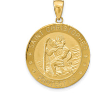 14K Yellow Gold Saint Christopher Pendant with Polished and Satin Finish - 34mm Length by Oro Pregiato