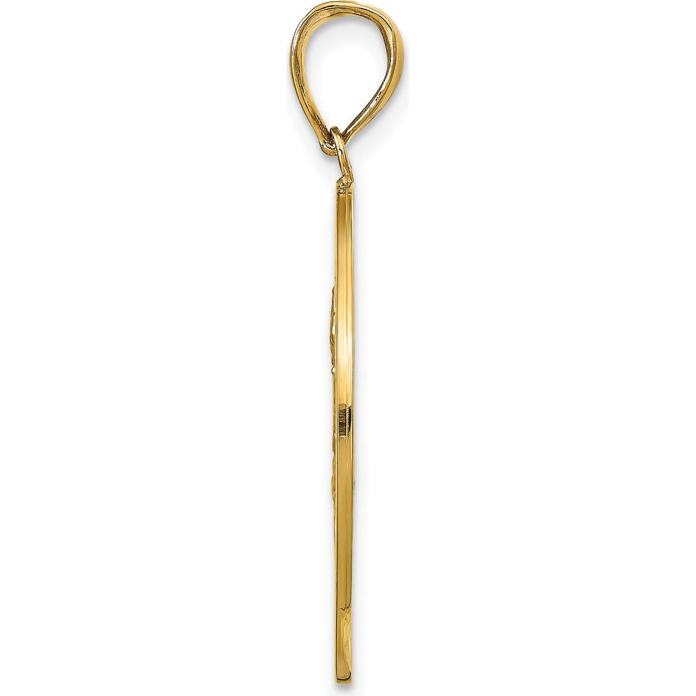 14K Yellow Gold Saint Christopher Pendant with Polished and Satin Finish - 34mm Length by Oro Pregiato