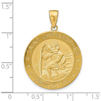 14K Yellow Gold Saint Christopher Pendant with Polished and Satin Finish - 34mm Length by Oro Pregiato