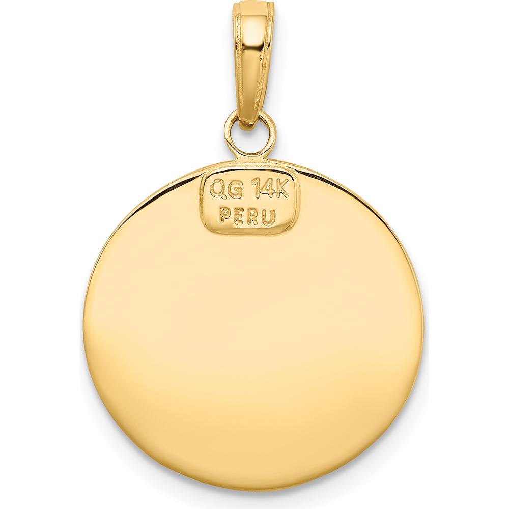 14K Yellow Gold Saint Christopher Protect Us Medal Pendant - 27.5mm by Oro Pregiato