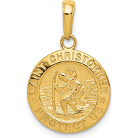 14K Yellow Gold Saint Christopher Solid Medal Charm - 23.5mm by Oro Pregiato