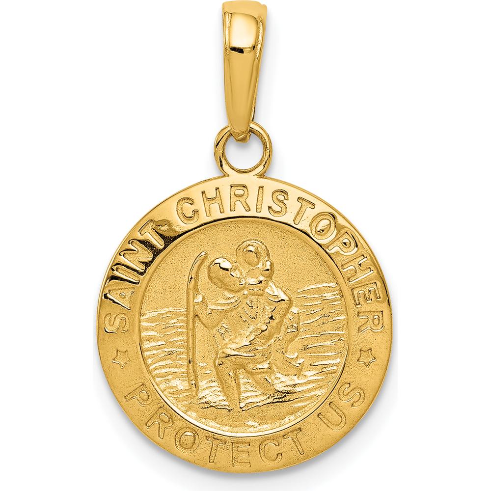 14K Yellow Gold Saint Christopher Solid Medal Charm - 23.5mm by Oro Pregiato