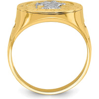 14K Yellow Gold Saint Christopher Themed Ring with Rhodium Plating by 0