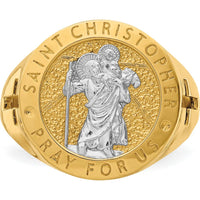 14K Yellow Gold Saint Christopher Themed Ring with Rhodium Plating by 0