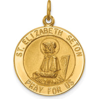 14K Yellow Gold Saint Elizabeth Seton Medal Pendant with Satin and Polished Finish by Oro Pregiato