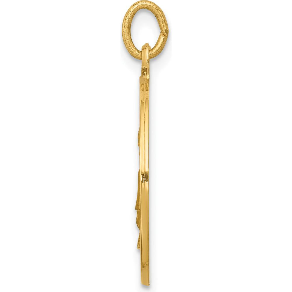 14K Yellow Gold Saint Elizabeth Seton Medal Pendant with Satin and Polished Finish by Oro Pregiato