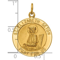 14K Yellow Gold Saint Elizabeth Seton Medal Pendant with Satin and Polished Finish by Oro Pregiato