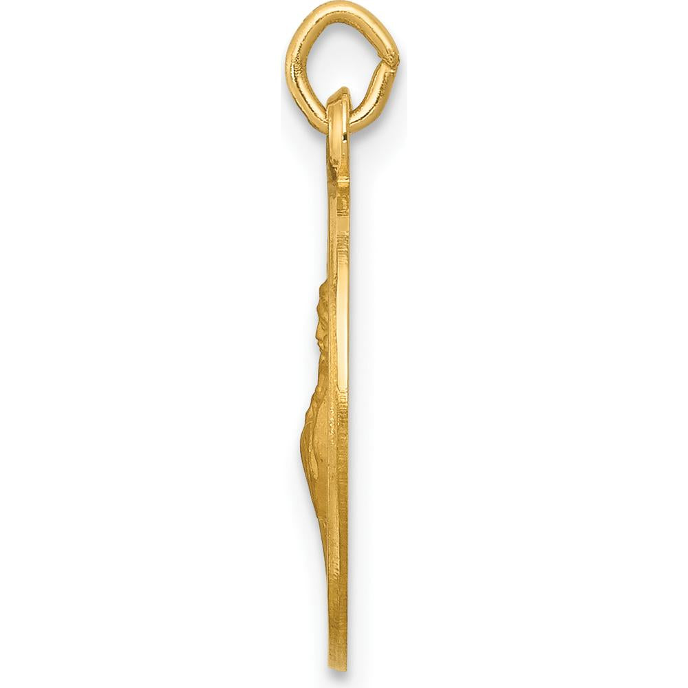 14K Yellow Gold Saint Francis of Assisi Round Charm Pendant - Satin & Polished Finish by Oro Pregiato