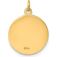 14K Yellow Gold Saint Francis of Assisi Round Charm Pendant - Satin & Polished Finish by Oro Pregiato