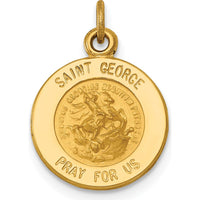 14K Yellow Gold Saint George Medal Round Charm - Polished and Satin Finish, 17.5mm Length by Oro Pregiato