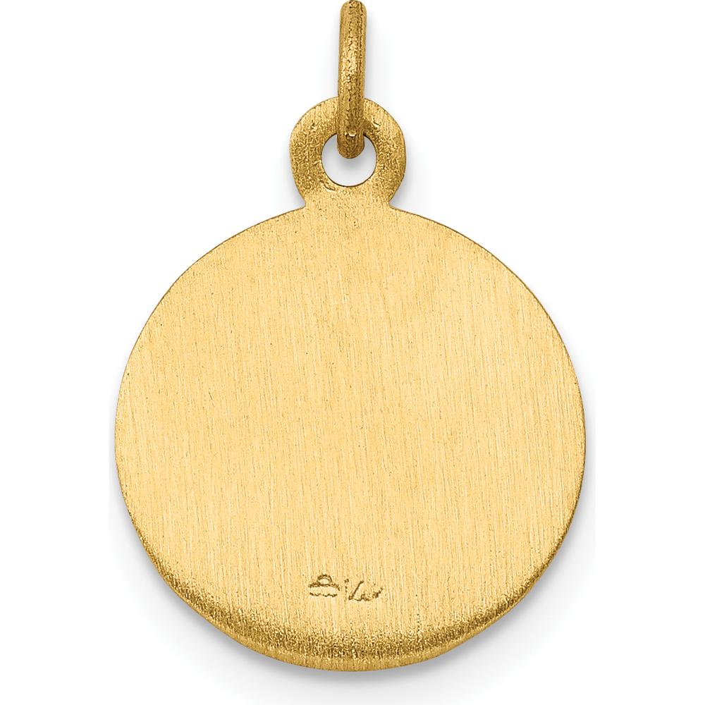 14K Yellow Gold Saint George Medal Round Charm - Polished and Satin Finish, 17.5mm Length by Oro Pregiato