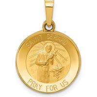 14K Yellow Gold Saint Gerard Medal Charm with Polished and Satin Finish - 22mm by Oro Pregiato