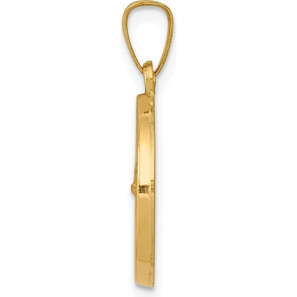 14K Yellow Gold Saint Gerard Medal Charm with Polished and Satin Finish - 22mm by Oro Pregiato